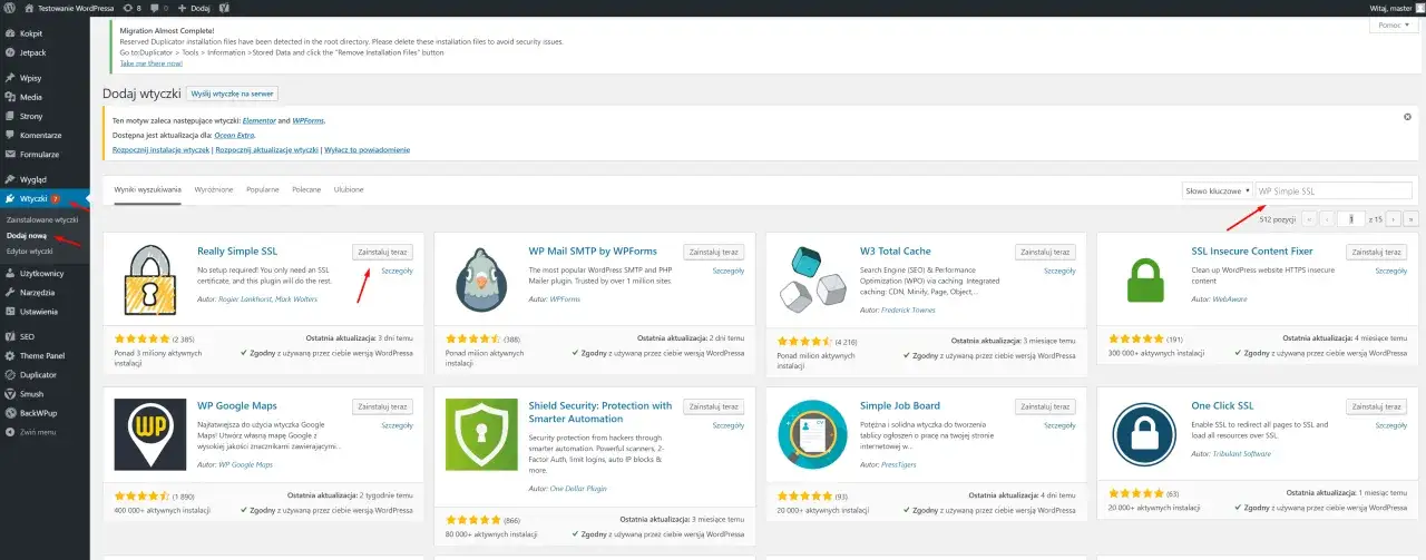 Wtyczki WordPress: Really Simple SSL, SSL Insecure Content Fixer, One Click SSL. Proste rozwiązania SSL dla Twojej strony.