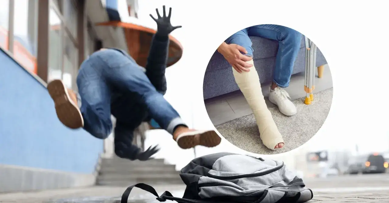 Upadek na drodze do pracy, skutkujący złamaną nogą w gipsie i kulami. Czy należy się odszkodowanie?