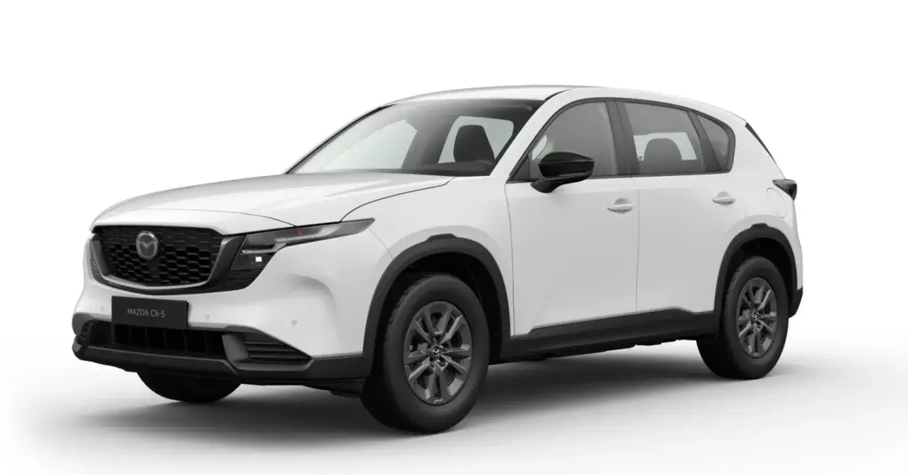 Biała Mazda CX-5 na białym tle. Sprawdź aktualną mazda cx-5 cena i wybierz swój wymarzony SUV.