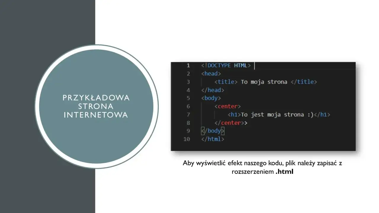Przykładowa strona internetowa. Zobacz, jak zobaczyć kod strony html, zapisując plik z rozszerzeniem .html.