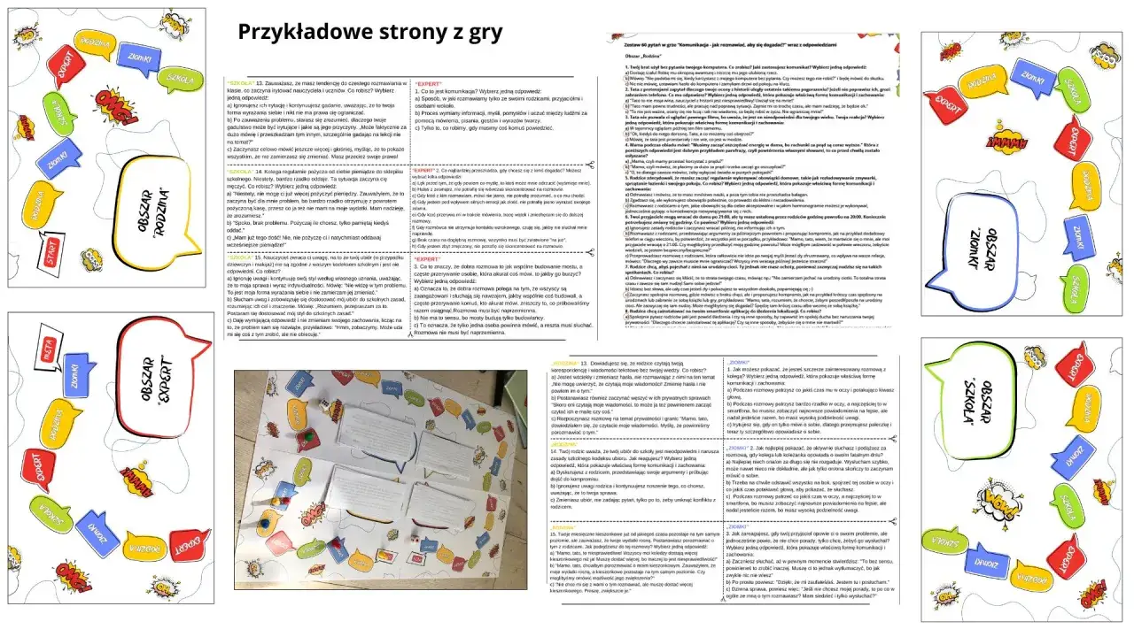 Gra "Budowanie mostu" - plansza z pytaniami i elementami do gry, zachęca do wspólnej zabawy i dyskusji.