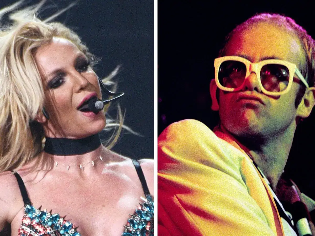 Britney Spears i Elton John na scenie.