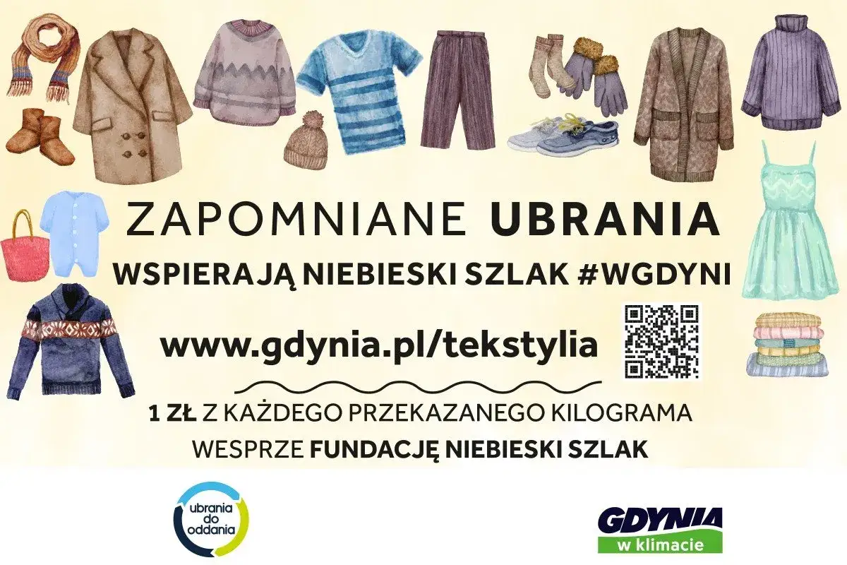 Gdzie oddać ubrania Poznań? Zbiórka "Zapomniane ubrania" wspiera Niebieski Szlak. Sprawdź www.gdynia.pl/tekstylia.