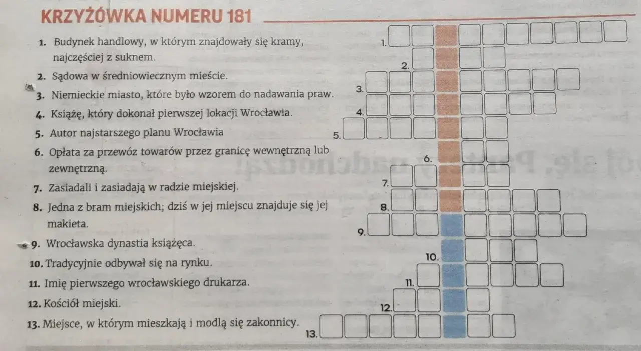 Jak szybko rozwiązać zablokowaną krzyżówkę techniki mistrzów szarady? Oto podpowiedzi do krzyżówki nr 181, z naciskiem na historię Wrocławia.