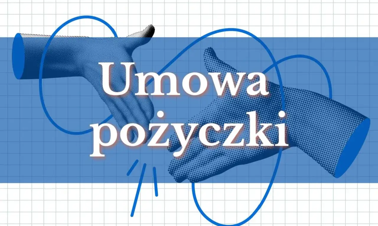 Dwie dłonie symbolizujące umowę pożyczki, na tle siatki.