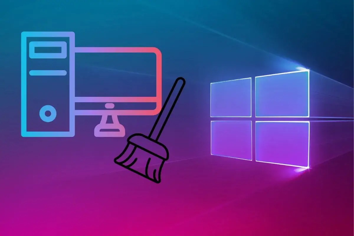 Ikona komputera i miotła symbolizują najlepszy program do czyszczenia komputera. Obok widnieje logo Windows.