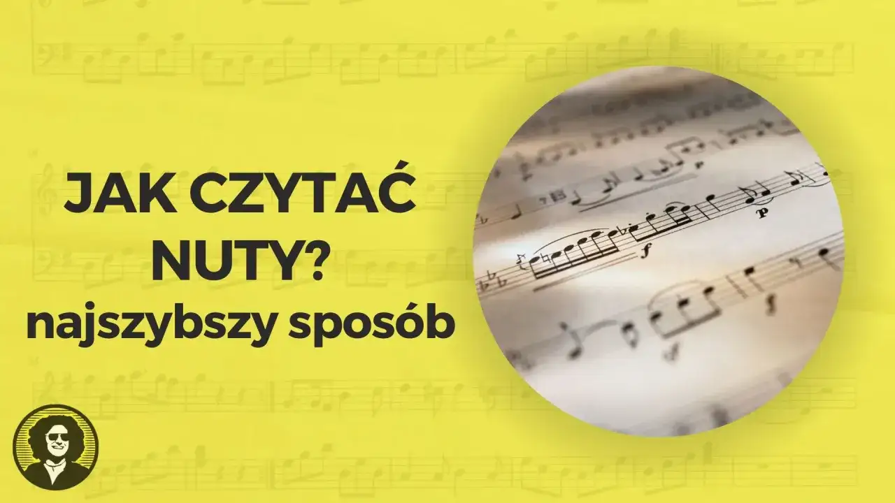 Jak czytać nuty na gitarze? Najszybszy sposób. Nuty na tle żółtej kartki z nutami.