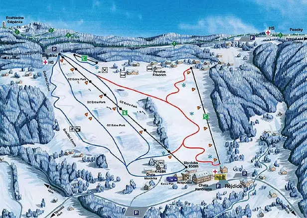 Mapa tras Kořenov - Rejdice