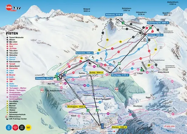 Mapa tras Belalp - Blatten