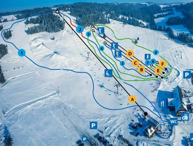 Mapa tras Koziniec ski