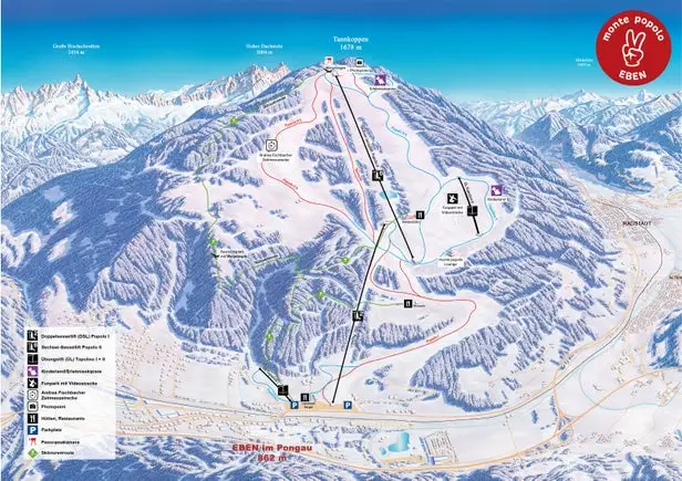Mapa tras Eben im Pongau - Monte Popolo