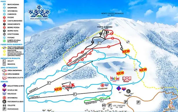 Mapa tras Bolognola