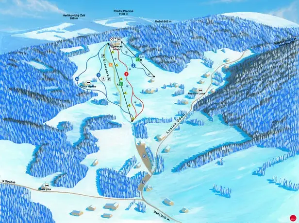 Mapa tras Luisino údolí - Dolní Dvůr