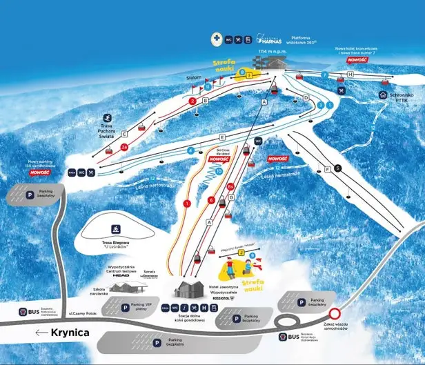 Mapa tras Krynica - Jaworzyna Krynicka