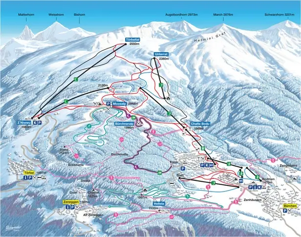 Mapa tras Bürchen - Törbel
