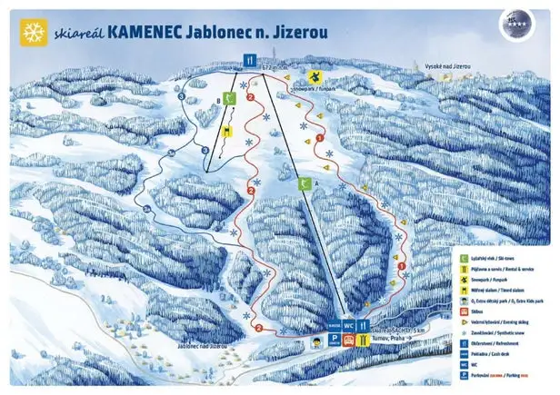 Mapa tras Jablonec n.Jizerou - Kamenec