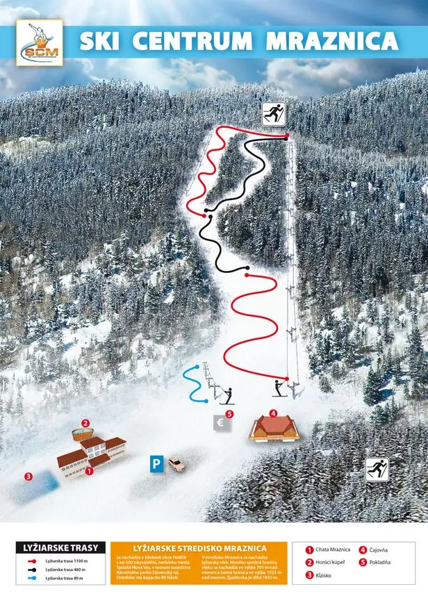 Mapa tras Hnilčík - Ski centrum Mraznica