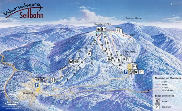 Mapa tras Braunlage Wurmberg