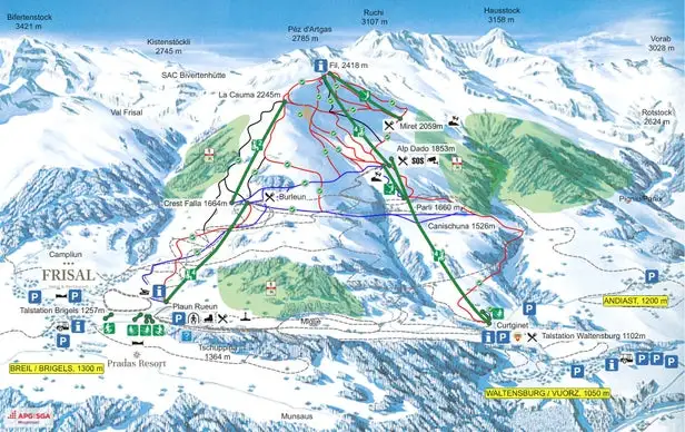 Mapa tras Brigels - Breil