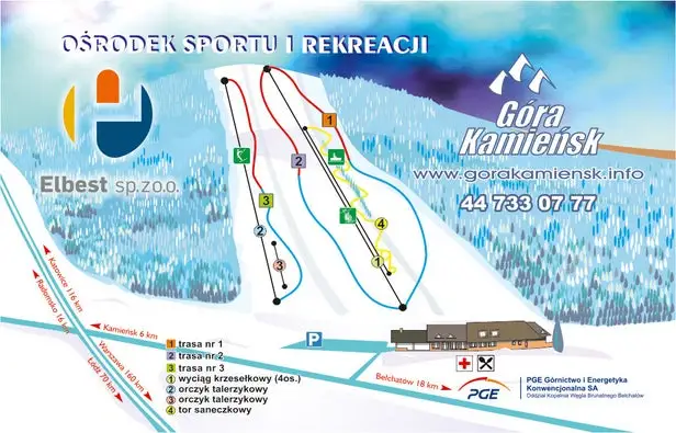 Mapa tras Góra Kamieńsk