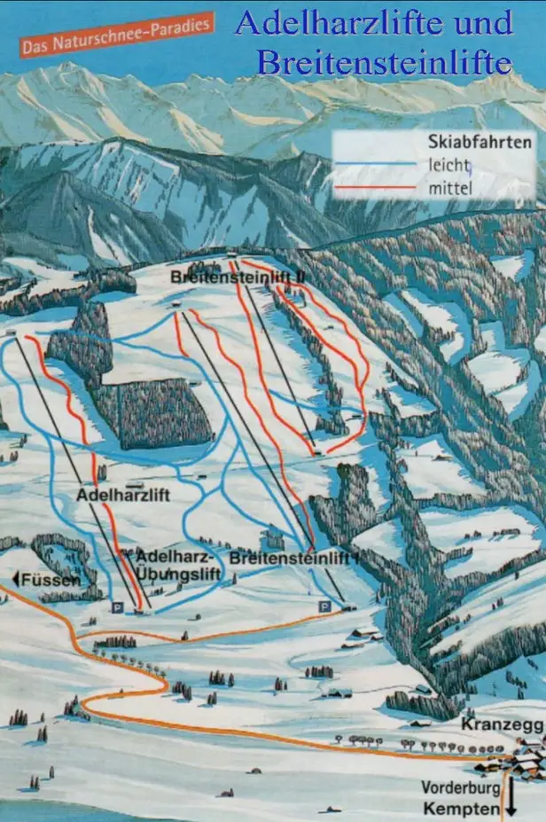 Mapa tras Adelharz - Breitenstein Lifte