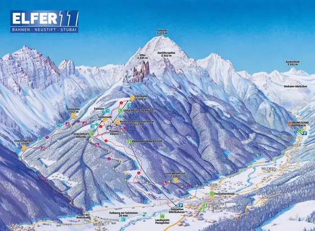 Mapa tras Elferlifte Neustift