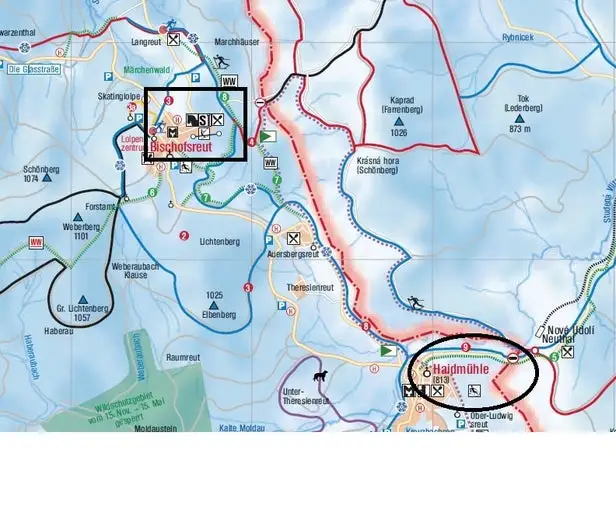 Mapa tras Haidmühle - Bischofsreut