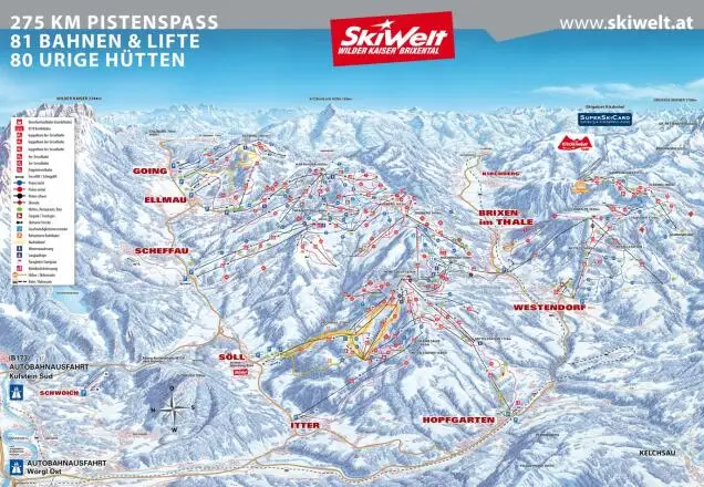 Mapa tras Ellmau - SkiWelt