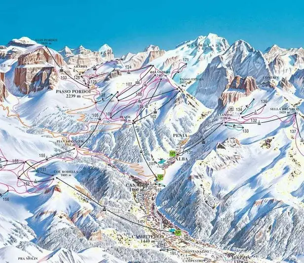 Mapa tras Canazei - Belvedere
