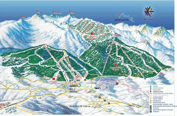 Mapa tras Borovets