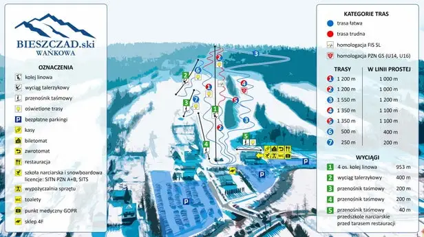 Mapa tras Bieszczad.ski Wańkowa