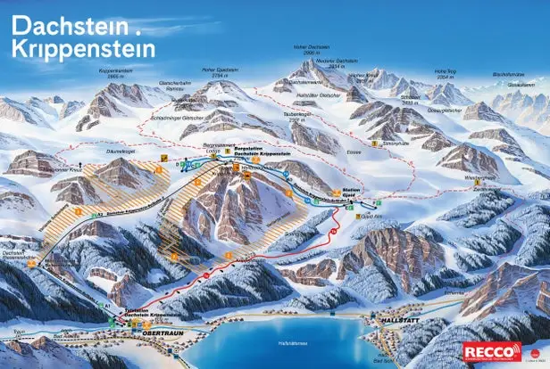 Mapa tras Freesports Arena Dachstein Krippenstein