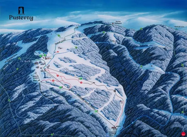 Mapa tras Pustevny