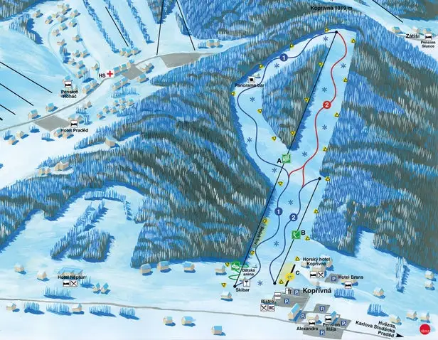 Mapa tras Kopřivná pod Pradědem