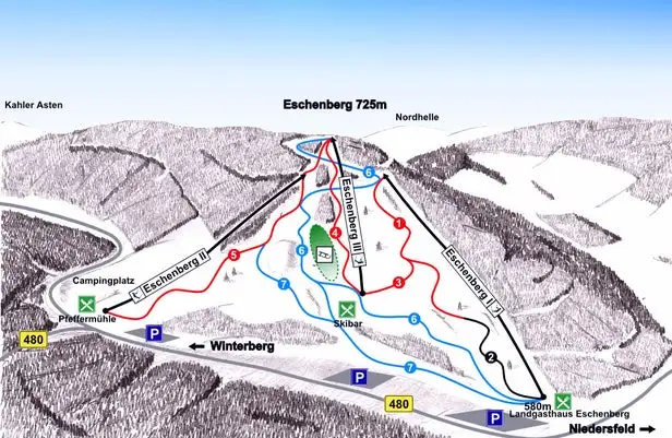 Mapa tras Eschenberglifte Niedersfeld
