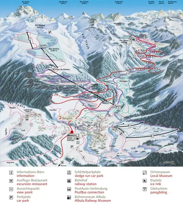 Mapa tras Bergün - Filisur
