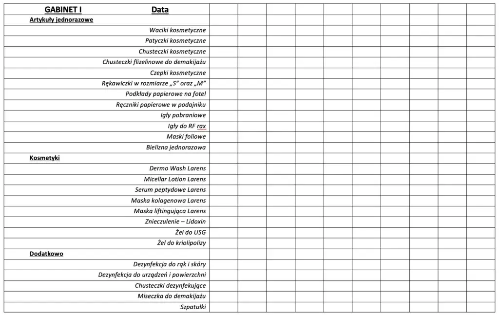 Przed pracą: Warunki dopuszczenia pracownika lista kontrolna