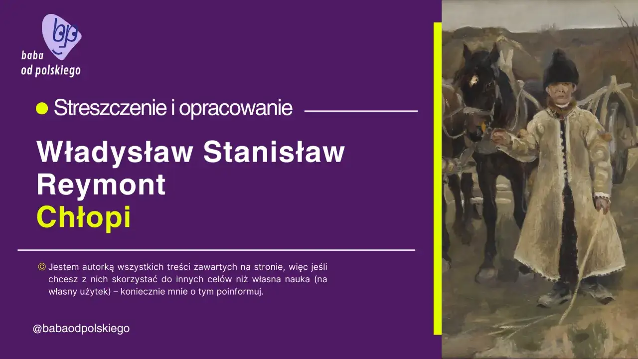 Obraz przedstawia chłopca w stroju ludowym stojącego obok konia i wozu.