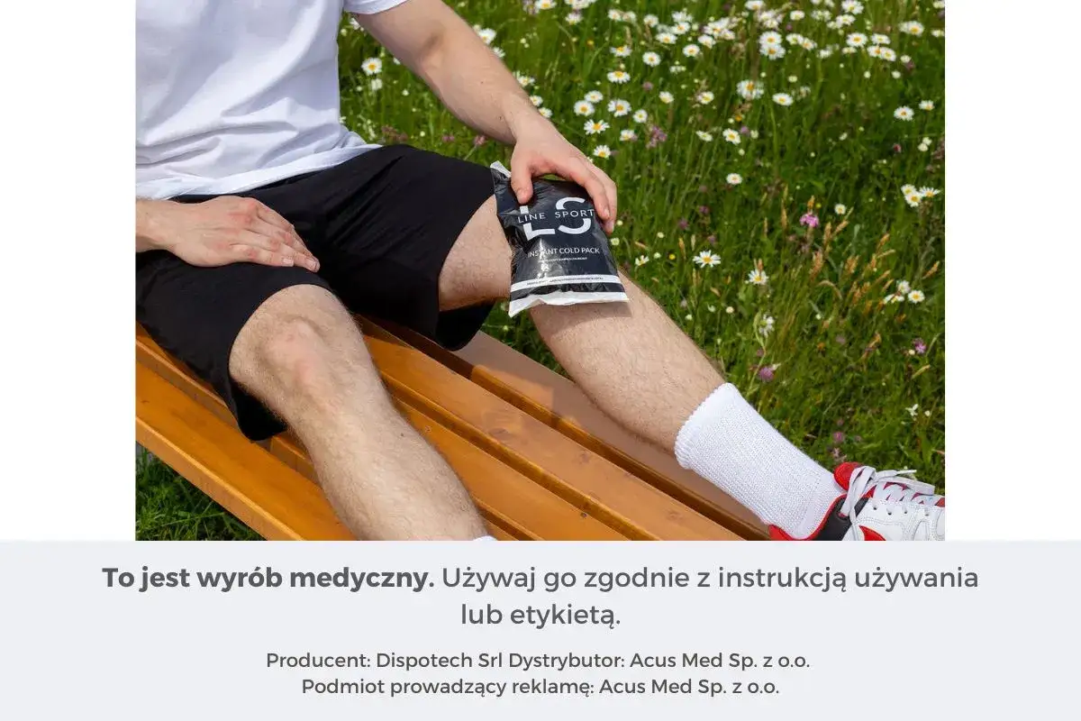 Chłodzący kompres na torbiel Bakera, stosowany po wysiłku. Pomaga złagodzić ból i obrzęk.