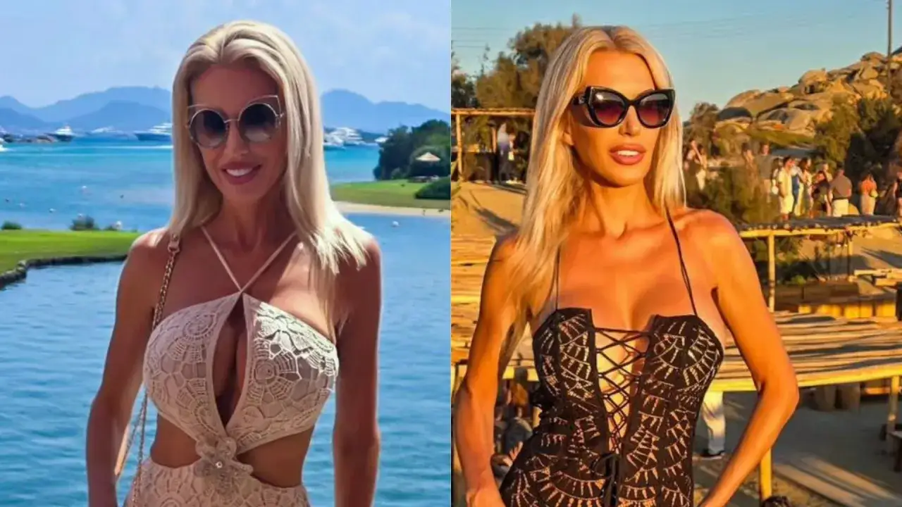 Aneta Glam w letnich stylizacjach, zjawiskowa w każdym wieku, na tle błękitnego morza i greckich krajobrazów.