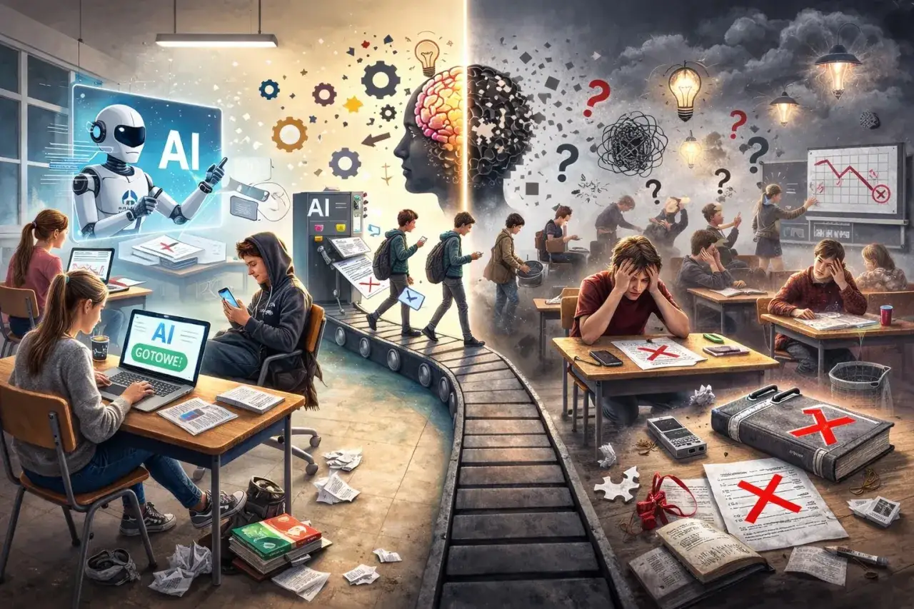 Dzieci uczą się z AI, podczas gdy inne zmagają się z nauką, pokazując, jak będzie wyglądało nauczanie hybrydowe.