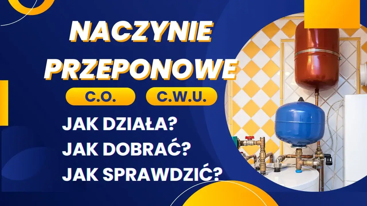 Naczynia przeponowe C.O. i C.W.U. na tle kafelków.