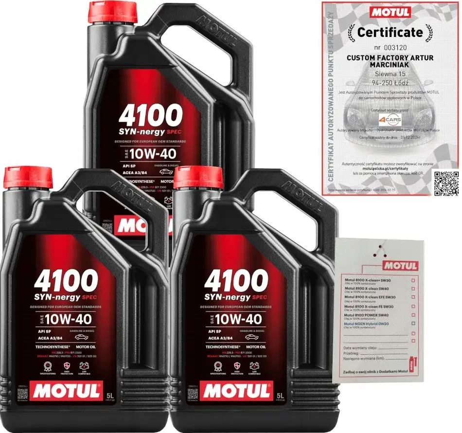 Olej Motul 10W40: idealny wybór dla silników benzynowych i gazowych