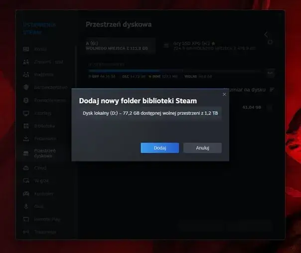 Jak przenieść grę na inny dysk w Steam bez pobierania plików