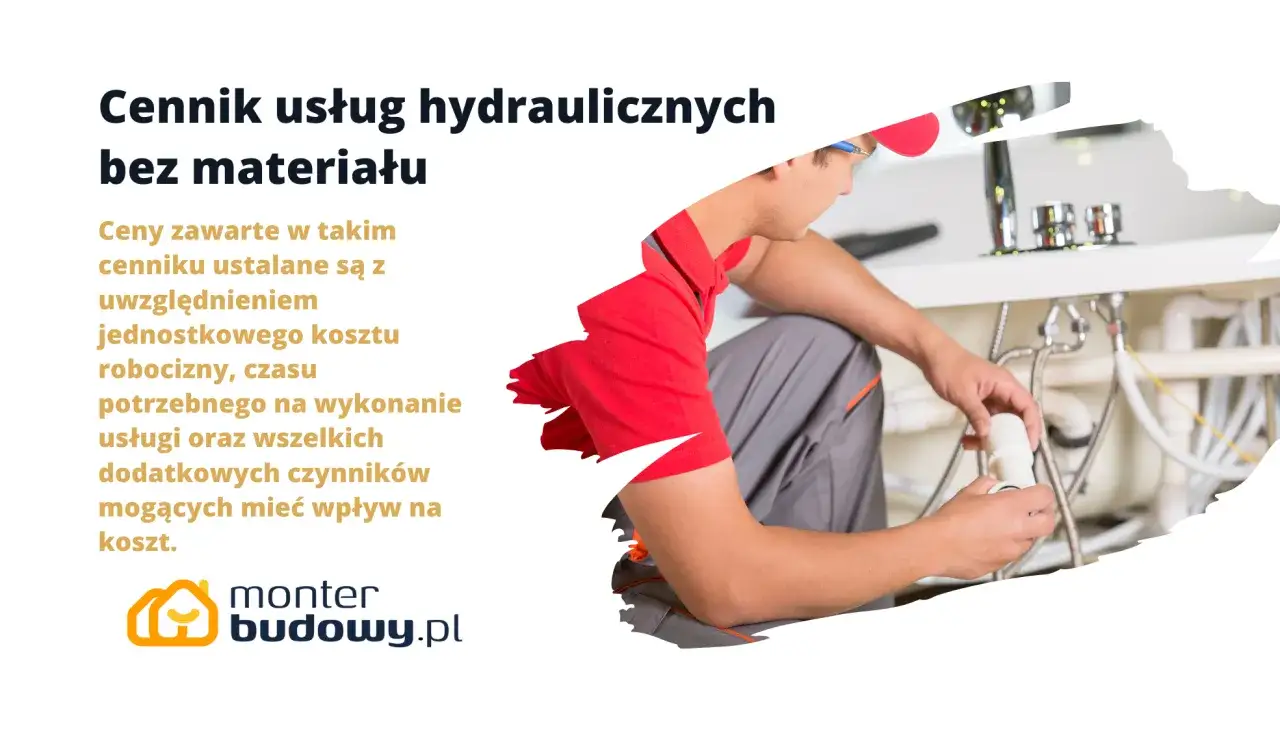Hydraulik w czerwonej koszulce montuje rurę pod zlewem.
