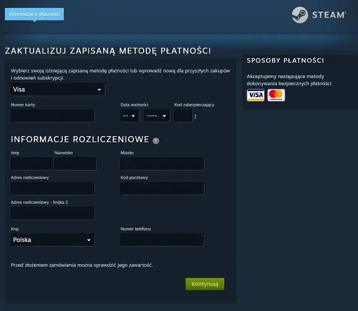 Jak poprawnie wpisać adres rozliczeniowy Steam, aby uniknąć problemów?