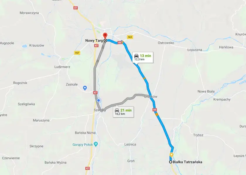 Gdzie leży Białka Tatrzańska? Odkryj jej bliskość do Zakopanego