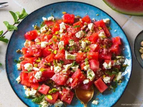 Melone Feta Salat: Süß, salzig, frisch & nie wieder wässrig!