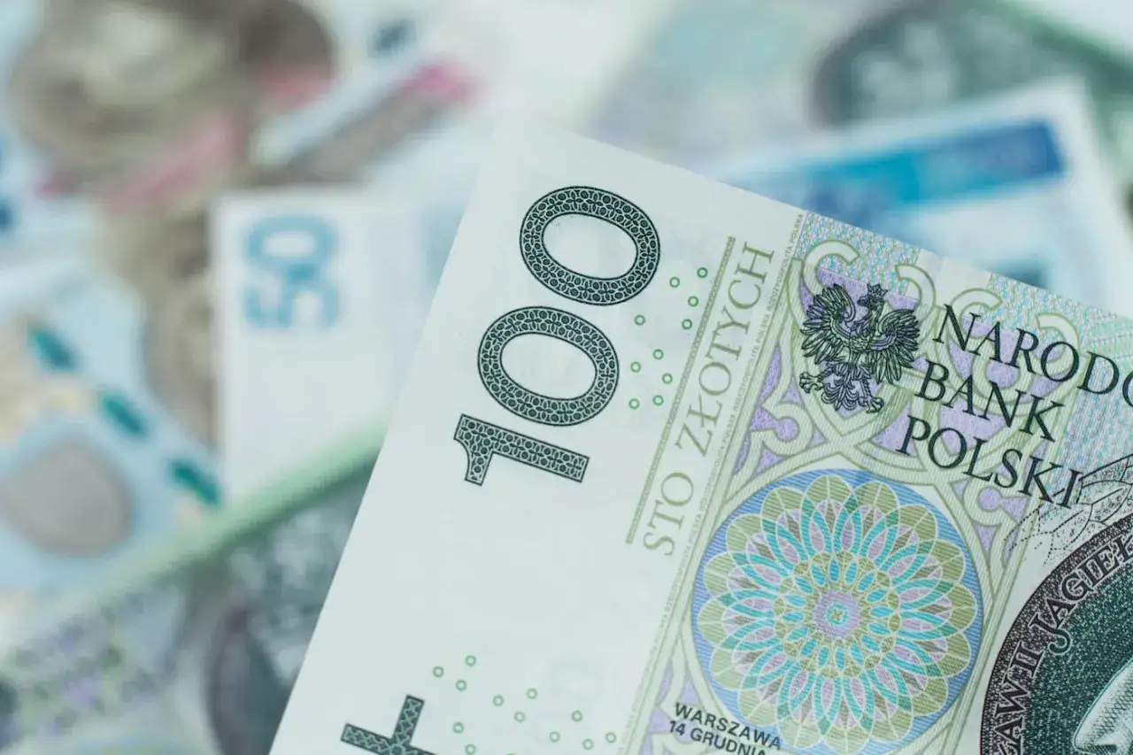 Zbliżenie na polskie banknoty 100 zł i 50 zł.