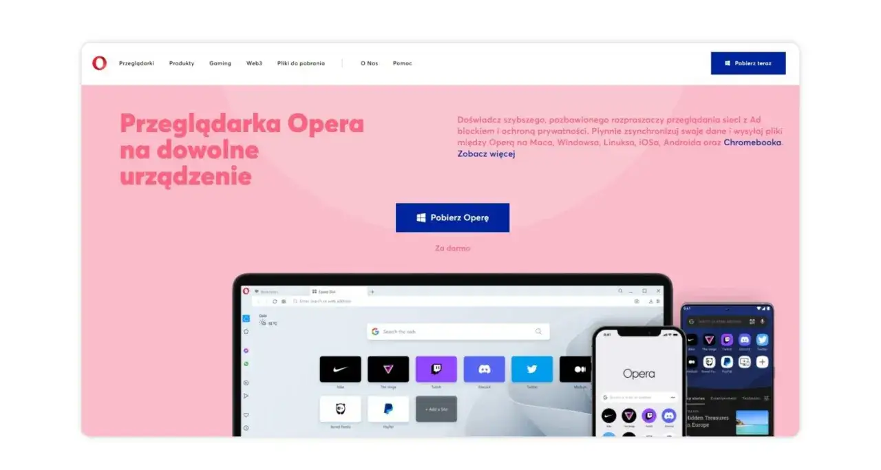 Szukasz przeglądarki? Opera oferuje szybkie, bezpieczne przeglądanie na każdym urządzeniu. Pobierz teraz!